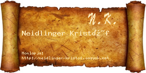 Neidlinger Kristóf névjegykártya